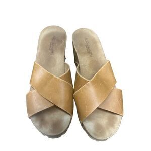 A.Giannetti Womens Tan Leather Wedge Sandals Size 7